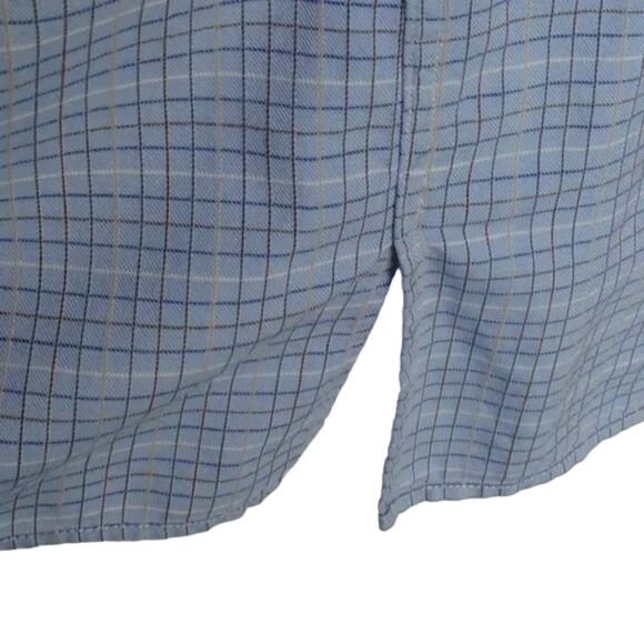 ERMENEGILDO ZEGNA Shirt, XL, Blue, Tattersall plaid, Button down Collar, LS - Picture 11 of 14